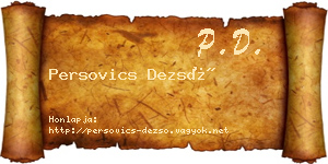 Persovics Dezső névjegykártya